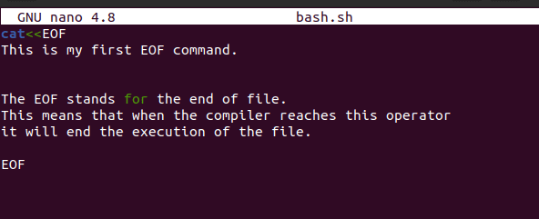 Cat EOF در اسکریپت Bash چیست
