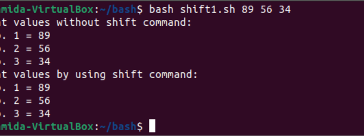 استفاده از دستور "shift" در bash
