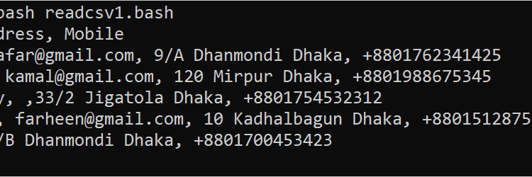 فایل CSV را در Bash بخوانید
