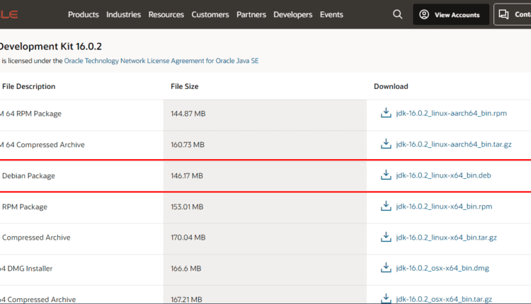 نحوه نصب Oracle Java 16 JDK در اوبونتو
