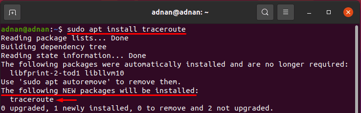 نحوه نصب و اجرای traceroute on اوبونتو
