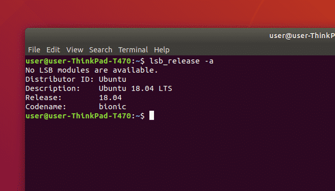 lsb_release -a on اوبونتو 18.04