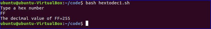 هگزادسیمال را به اعشاری در Bash تبدیل کنید
