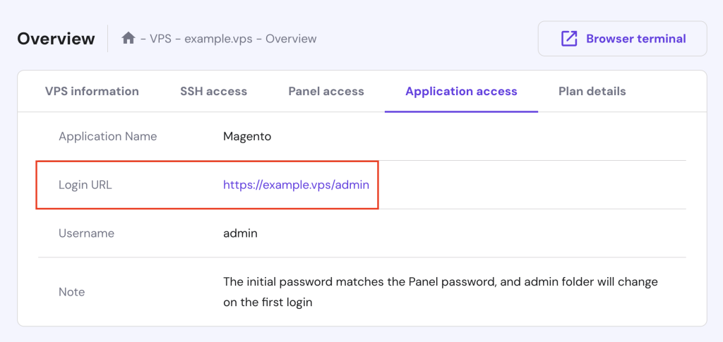 دسترسی به URL ورود به سیستم Magento 2 on hPanel