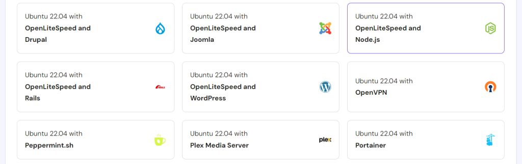 اوبونتو با قالب OpenLiteSpeed ​​و Node.js در hPanel