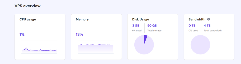 Hostinger  قابلیت نظارت بر مصرف VPS در hPanel