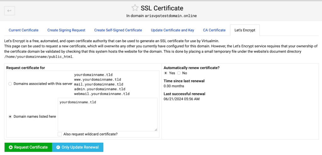 بیایید منوی پیکربندی SSL را در وبمین رمزگذاری کنیم