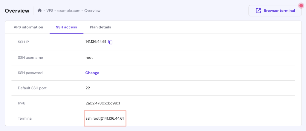 Hostinger  اعتبار SSH VPS