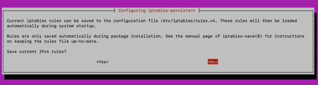 اعلان قوانین IPv4 iptables