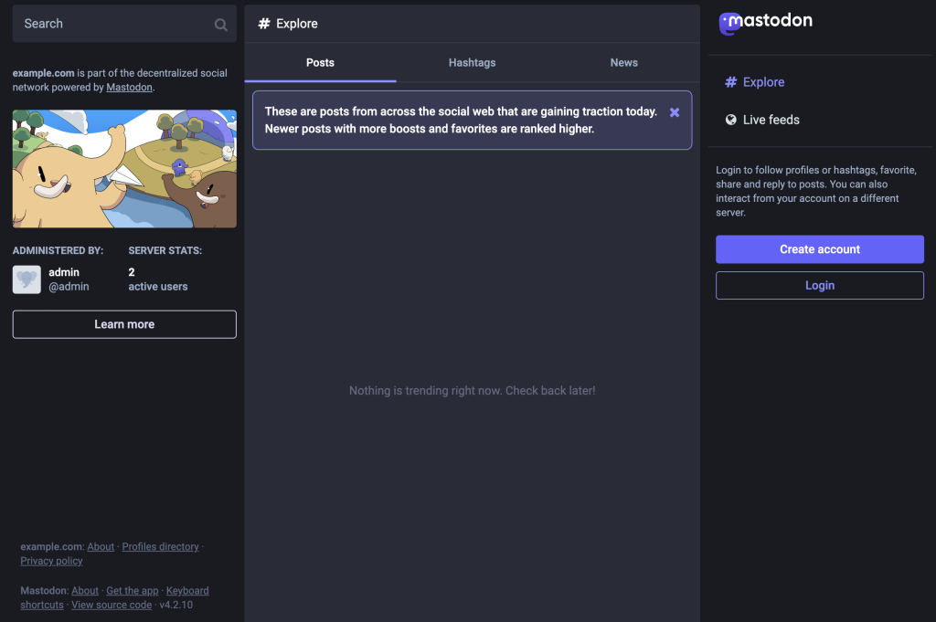 سرور Mastodon homepage