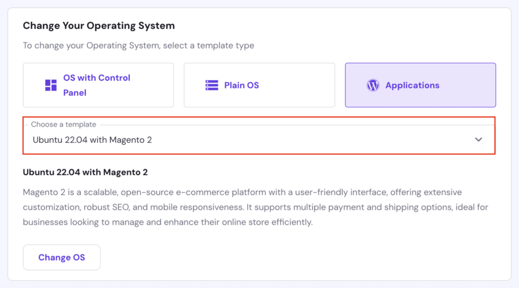 Hoosing برنامه Magento 2 on Hostinger  VPS