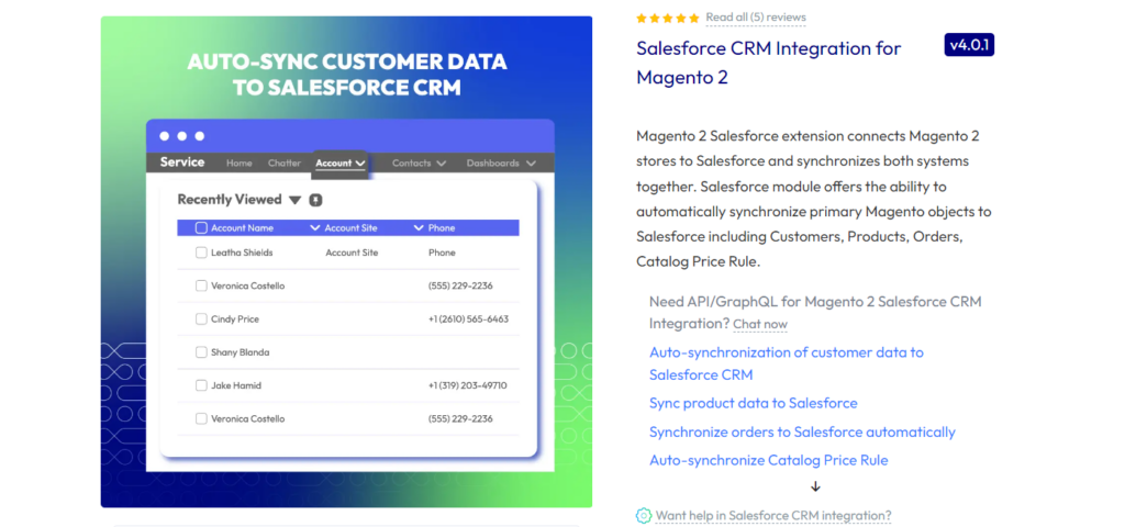 تصویری از ادغام Salesforce CRM توسط Mageplaza که نمای کلی محصول را نشان می دهد
