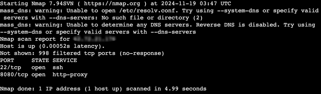 خروجی دستور nmap