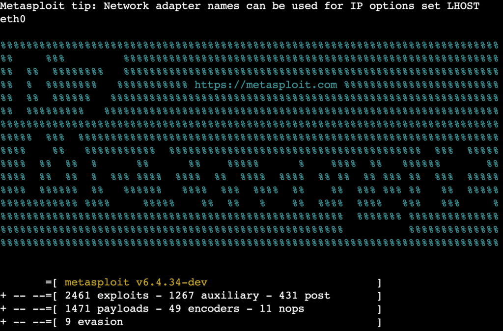 متاسپلویت console در terminal