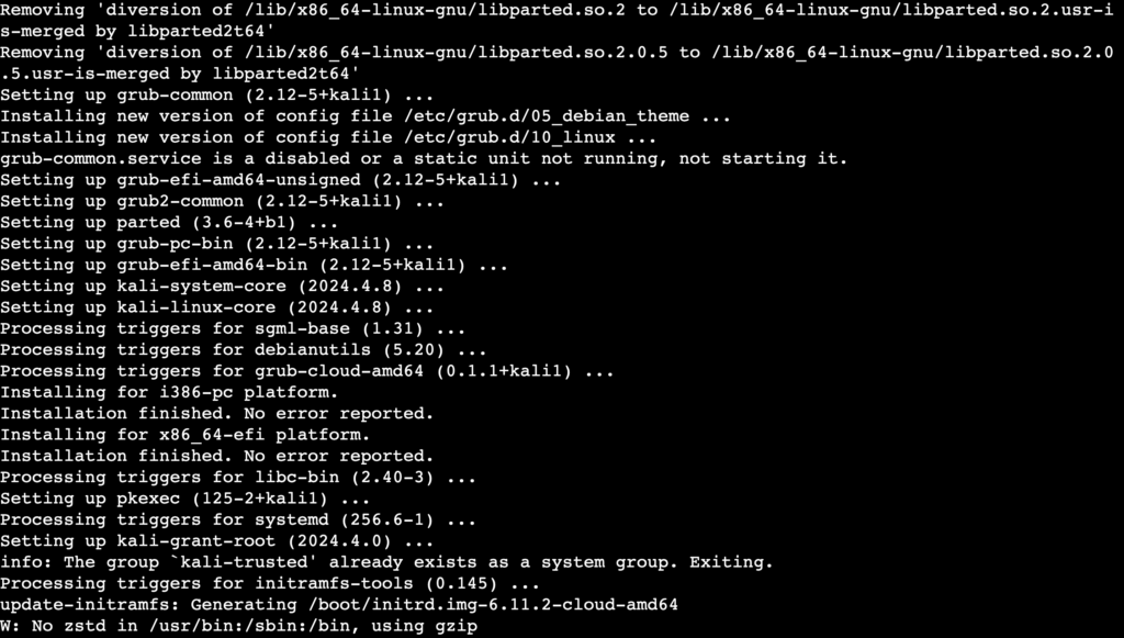 را sudo خروجی دستور apt full-upgrade -y در terminal