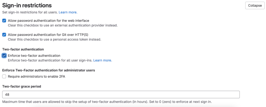 تنظیمات 2FA GitLab