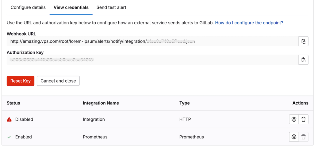 منوی تنظیمات هشدار در GitLab