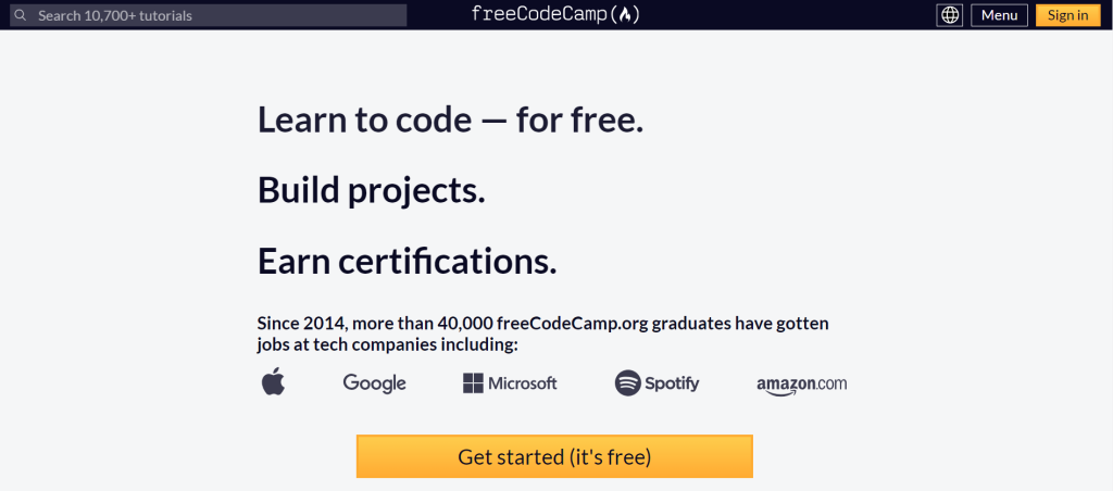 خانه freeCodeCamp page