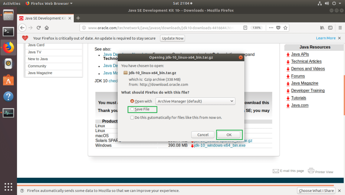 Oracle JDK 10 را نصب کنید روی اوبونتو 18.04 LTS